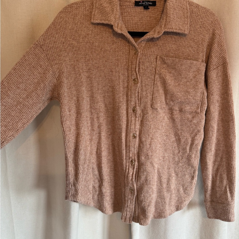 Mixed Threads Ribbed Knit Sweater